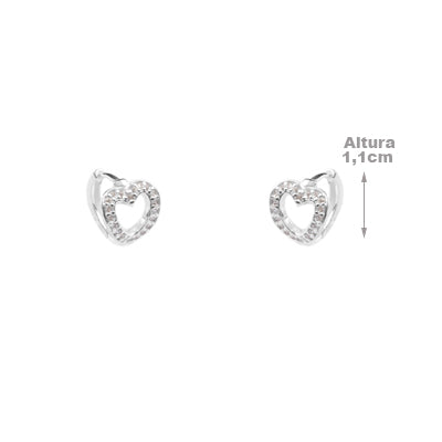 Argola de Prata Coração com Zircônias - 64677