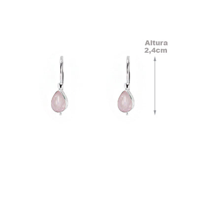Brinco de Prata com Quartzo Rosa - 64998