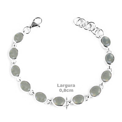 Pulseira de Prata com Prehnita - 65017
