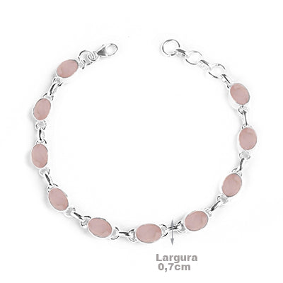 Pulseira de Prata com Quartzo Rosa - 65019