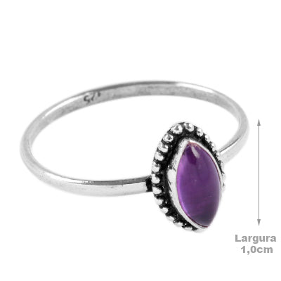 Anel de Prata com Ametista - 65075