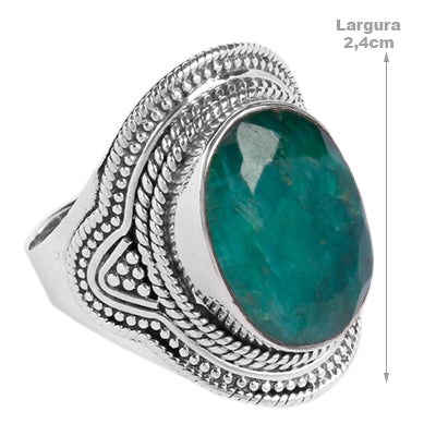 Anel de Prata com Esmeralda - 65093