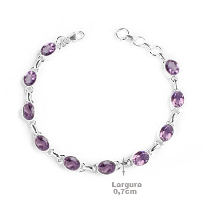 Pulseira de Prata com Ametista - 65122