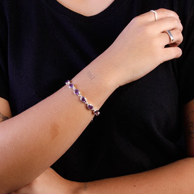 Pulseira de Prata com Ametista - 65122