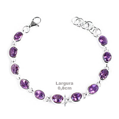 Pulseira de Prata com Ametista - 65130