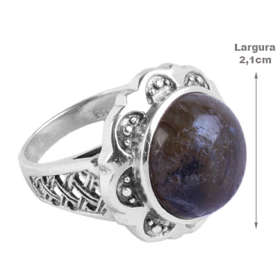 Anel de Prata Flor com Labradorita - 65270