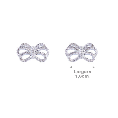 Brinco de Prata Laço com Zircônia - 65293