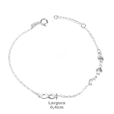 Pulseira de Prata com Pingentes - 65477