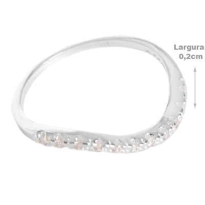 Anel de Prata com Zircônias - 65495