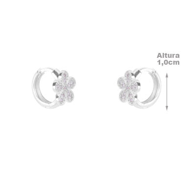 Argola de Prata Flor com Zircônia - 65515