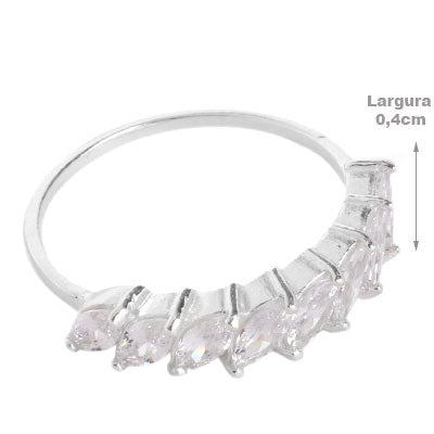 Anel de Prata com Zircônias - 65517
