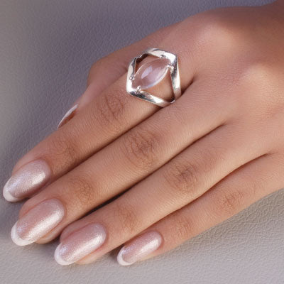 Anel de Prata com Quartzo Rosa - 65578