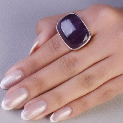 Anel de Prata com Ametista - 65581