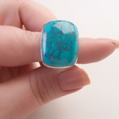 Anel de Prata com Turquesa - 65582