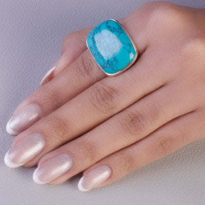 Anel de Prata com Turquesa - 65582