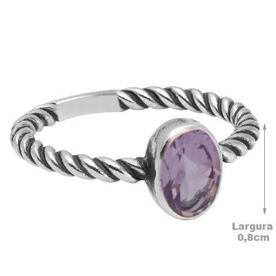 Anel de Prata com Ametista- 65589