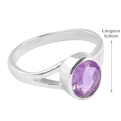 Anel de Prata com Ametista - 65600