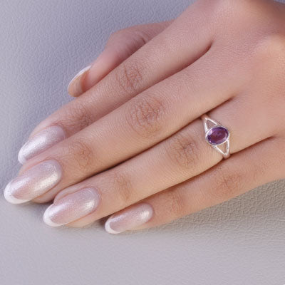 Anel de Prata com Ametista - 65600