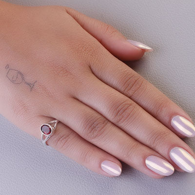 Anel de Prata com Granada - 65603