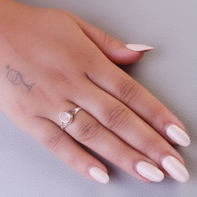 Anel de Prata com Quartzo Rosa - 65604 - soprata