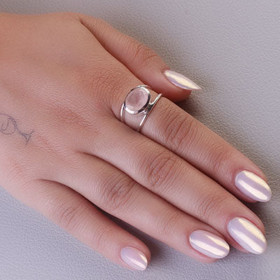 Anel de Prata com Quartzo Rosa - 65605