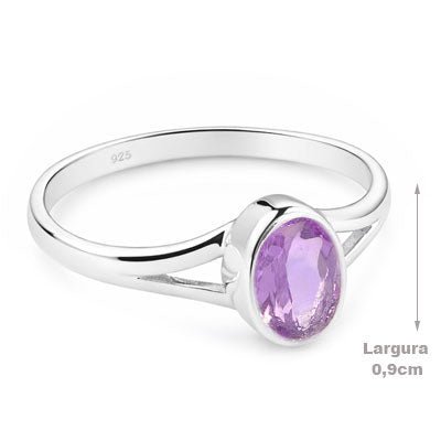 Anel de Prata com Ametista - 65600