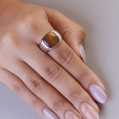 Anel de Prata com Olho de Tigre - 65610