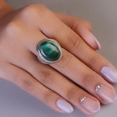 Anel de Prata com Malaquita - 65614