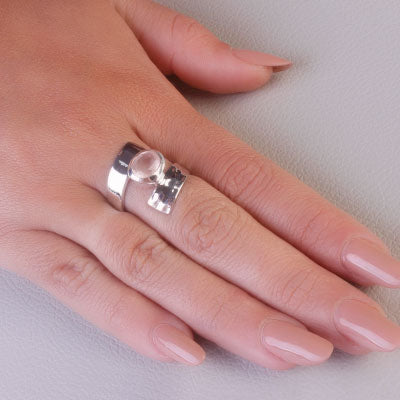 Anel de Prata com Quartzo Rosa - 65615