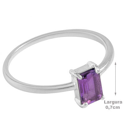 Anel de Prata com Ametista - 65618