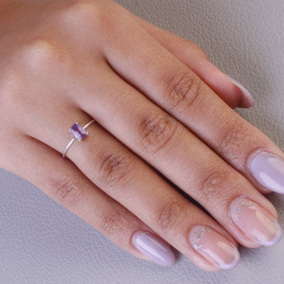 Anel de Prata com Ametista - 65618