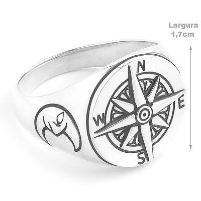 Anel de Prata Bússola - 65623