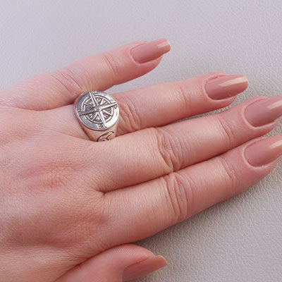 Anel de Prata Bússola - 65623