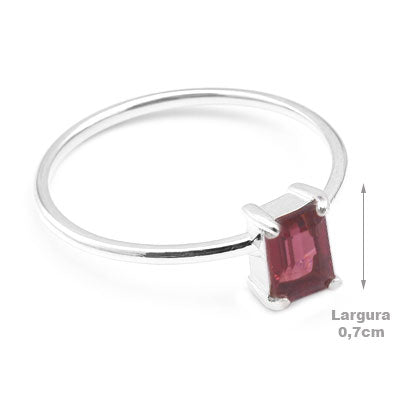 Anel de Prata com Granada - 65625