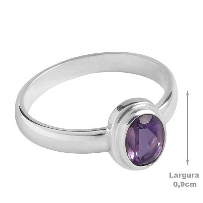 Anel de Prata com Ametista - 65628