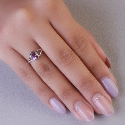 Anel de Prata com Ametista - 65631