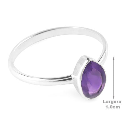 Anel de Prata com Ametista - 65634