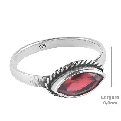 Anel de Prata com Granada - 65641