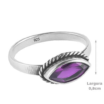 Anel de Prata com Ametista - 65642