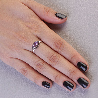 Anel de Prata com Ametista - 65642