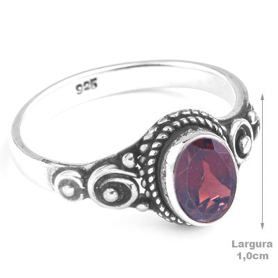 Anel de Prata com Granada - 65643