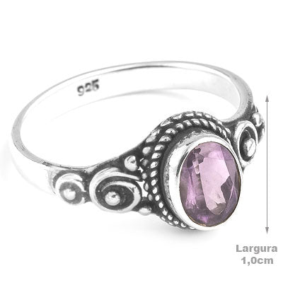 Anel de Prata com Ametista - 65645