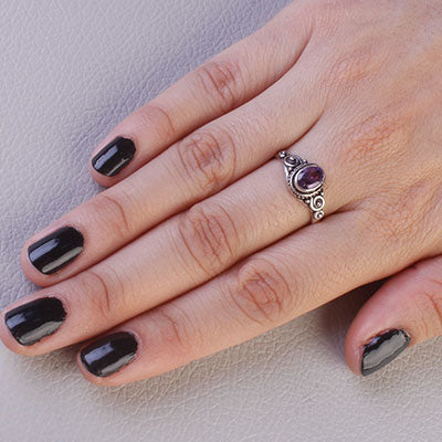 Anel de Prata com Ametista - 65645