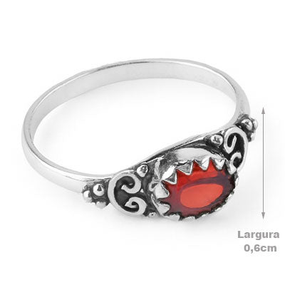 Anel de Prata com Granada - 65650