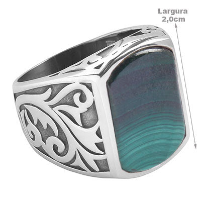 Anel de Prata com Malaquita - 65654