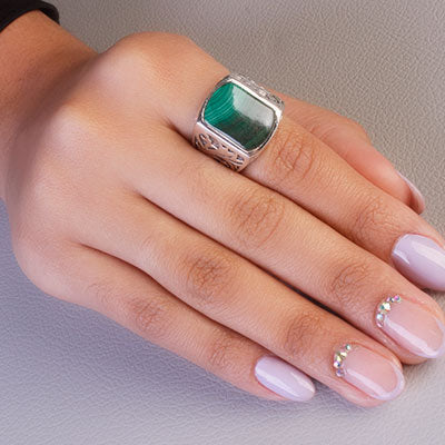 Anel de Prata com Malaquita - 65654