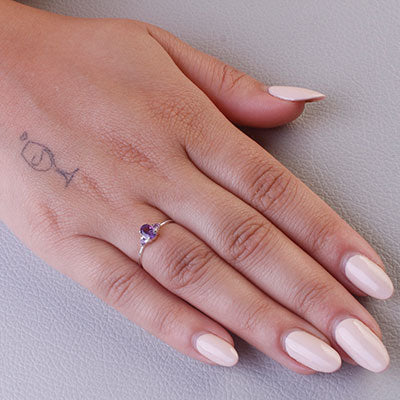 Anel de Prata com Ametista - 65669