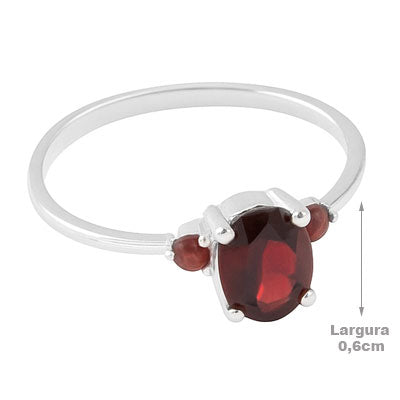 Anel de Prata com Granada - 65670