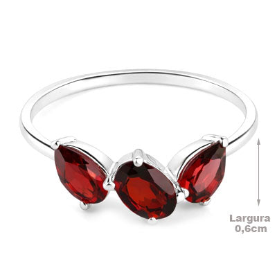 Anel de Prata com Granada - 65680