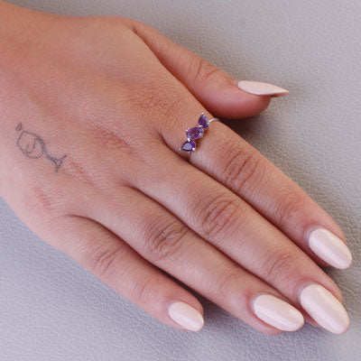 Anel de Prata com Ametista - 65681